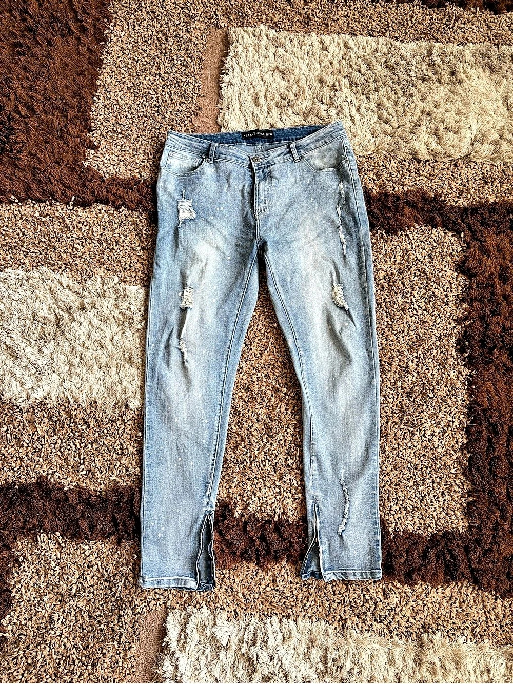 Seven For All Mankind B(air) Ankle Skinny Distressed Skinny Jeans in Blue Waist